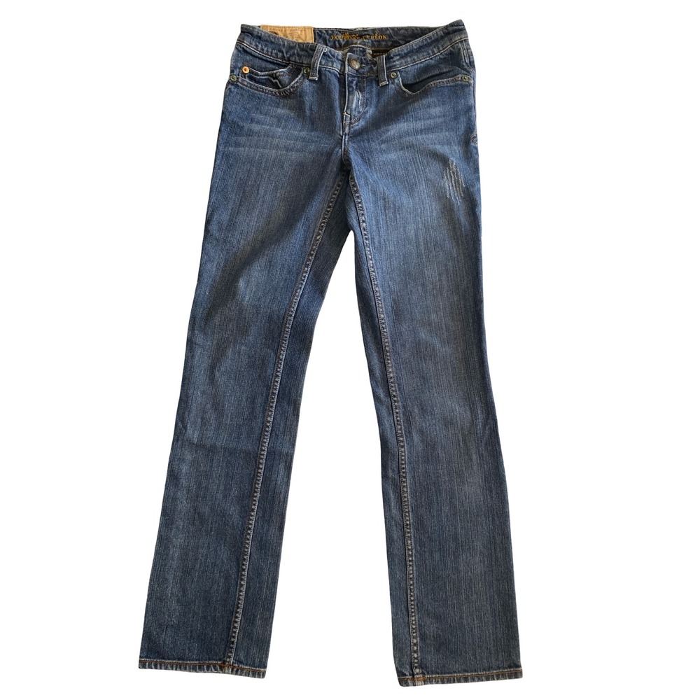House of Dereon Womens Low Rise Kick Soul Straight Leg Jeans Blue Size 29 Y2K